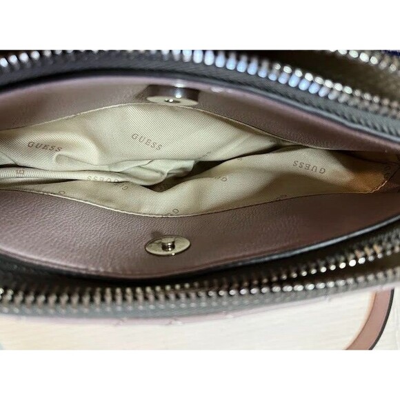 Guess Light Maeve Pink Faux Leather Double Zipper + Snap Crossbody Purse*READ - Picture 7 of 10